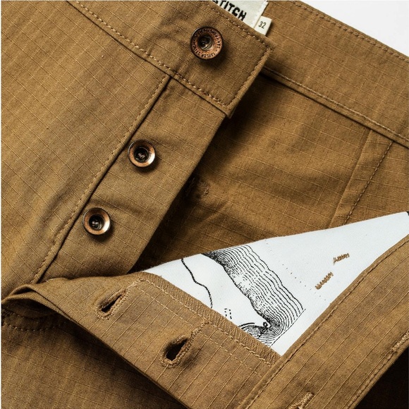 Taylor Stitch Camp Shorts Rip Stop 33 Button Fly Khaki Gorp Hiking Outdoor Beach - Picture 3 of 16